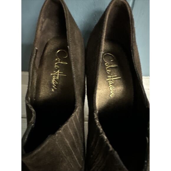 COLE HAAN TALIA Air Brown Suede High Heel Shoes Slip-On Booties Women's Size 8B - Picture 3 of 10